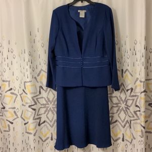 Plaza South Navy Sleeveless Midi Dress with 3/4 Length Sleeved Jacket, Size 16